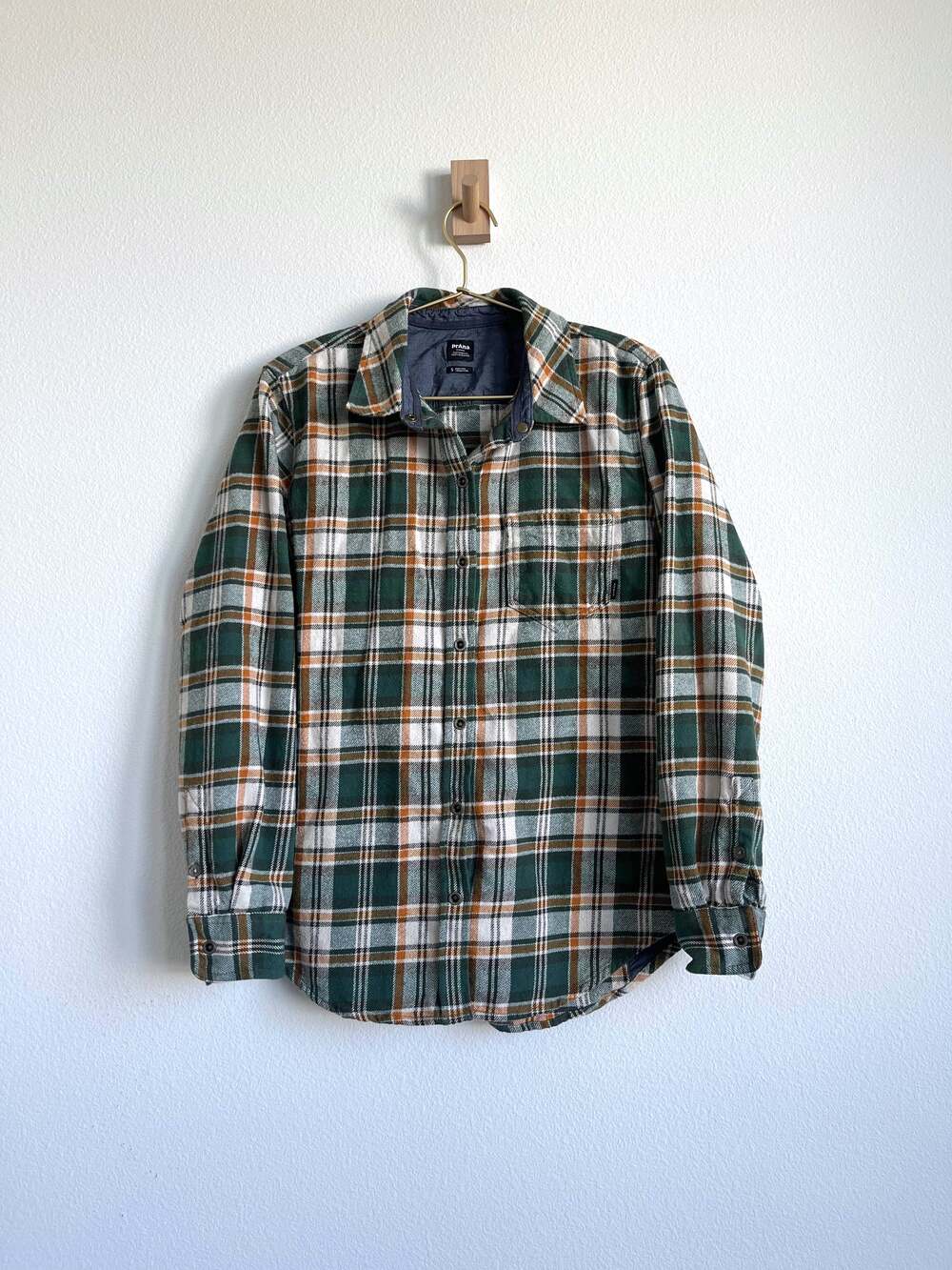 prAna 100% Organic Cotton Snap-Front Heavyweight Plaid Flannel Shirt